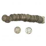 [50 Coins]Mixed Dates Silver Mercury Dime Roll