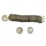 [50 Coins]Mixed Dates Silver Mercury Dime Roll