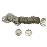[50 Coins]Mixed Dates Silver Mercury Dime Roll