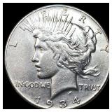 1934 Silver Peace Dollar CLOSELY UNCIRCULATED
