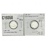 [2 Coins] 1915-1916 Barber Dime