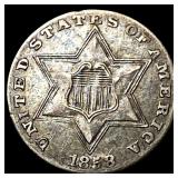 1858 Silver Three-Cent Piece NEARLY UNCIRCULATED