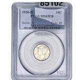 1936-D Mercury Silver Dime PCGS MS65 FB