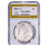 1891-CC Morgan Silver Dollar PGA MS64