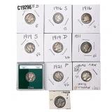 [10 Coins] 1916-1942 U.S. Silver Dime Lot
