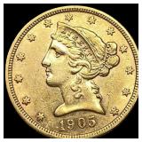 1905-S Liberty Head Half Eagle $5 Gold UNCIRCULATE