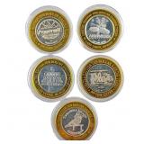 [5 Coins] .60oz Silver $10 Various Casino Tokens