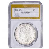 1890-CC Morgan Silver Dollar PGA MS64