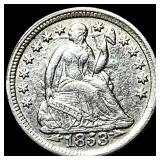 1853 Arrows Seated Liberty Half Dime CLOSELY UNCIR