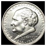 1936 Silver Half Dollar Bridgeport Centennial UNCI