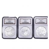 [3 Coins] 1998-2000 Silver Eagle NGC MS69