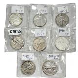 [8 Coins] 1945-1946 Walking Liberty Half Dollar