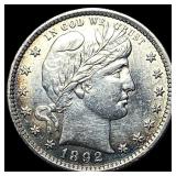 1892 Barber Silver Quarter CHOICE AU