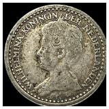 1918 Netherlands Nickel 10 Cents NEARLY UNCIRCULAT