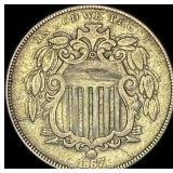 1867 Shield Nickel NEARLY UNCIRCULATED