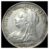 1901 Great Britain Silver 6 Pence - Victoria NEARL