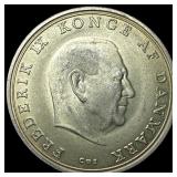1968 Denmark .5247oz Silver 10 Kroner NEARLY UNCIR