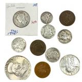 [11 Coins] 1858-1959 U.S. Coin Lot 1C-50C
