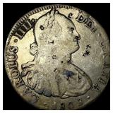 1808 Colonial Spain Silver 8 Reales Punchmarks NEA