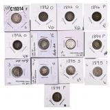 [13 Coins] 1892-1896 Barber Dime