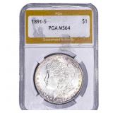 1891-S Morgan Silver Dollar PGA MS64