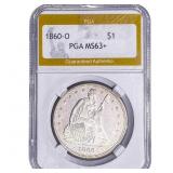 1860-O Seated Liberty Dollar PGA MS63+