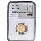 1958-D Wheat Cent NGC MS67 RD
