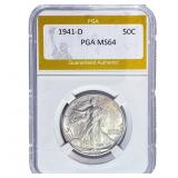 1941-D Walking Liberty Half Dollar PGA MS64
