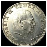 1968 Denmark .5247oz Silver 10 Kroner NEARLY UNCIR