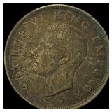 1943 New Zealand Silver Florin NEARLY UNCIRCULATED