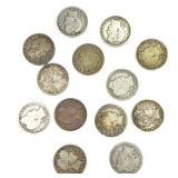 [13 Coins] 1893-1902 Barber Quarter