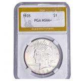 1935 Silver Peace Dollar PGA MS66+