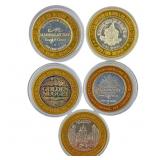 [5 Coins] .60oz Silver $10 Various Casino Tokens