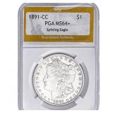 1897-CC Morgan Silver Dollar PGA MS64+