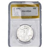 1943 Walking Liberty Half Dollar PGA MS64