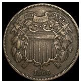 1866 Copper 2 Cents ABOUT UNCIRCULATED