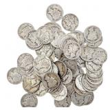 [72 Coins]Mixed Dates Silver Mercury Dime Roll