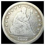 1877-CC Silver Seated Liberty Quarter NICELY  CIR