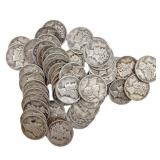 [53 Coins]Mixed Dates Silver Mercury Dime Roll