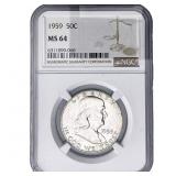 1959 Franklin Half Dollar NGC MS64