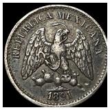 1891 Mexico Silver 5 Centavo NEARLY UNCIRCULATED