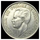 1956 Monaco 100 Francs - Rainier III NEARLY UNCIRC