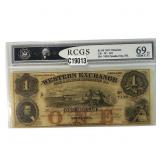 1857 $1 Obsolete Currency Omaha CIty NE RCGS PQ69
