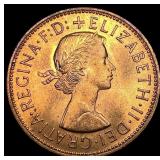 1964 Great Britain One Penny - Elizabeth II NEARLY