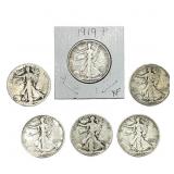 [6 Coins] 1918-1919 Walking Liberty Half Dollar