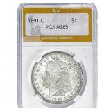 1891-O Morgan Silver Dollar PGA MS65