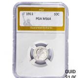 1911 Barber Dime PGA MS64