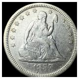 1857 Silver Seated Liberty Quarter NEARLY  UNCIRC