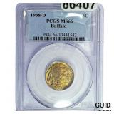 1938-D Buffalo Nickel PCGS MS66 Toned