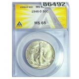 1946-D Walking Liberty Half Dollar ANACS MS65